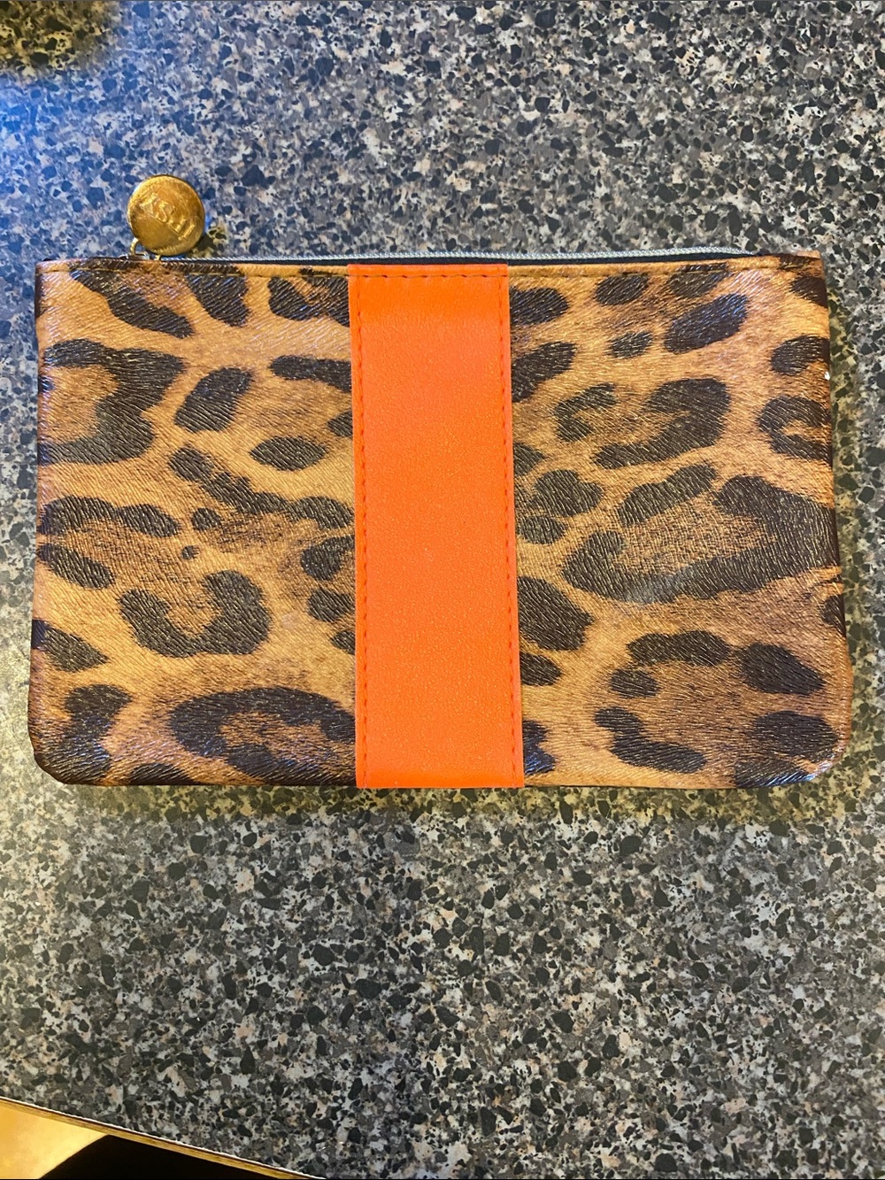 Leopard cosmetic bag with Orange Accent